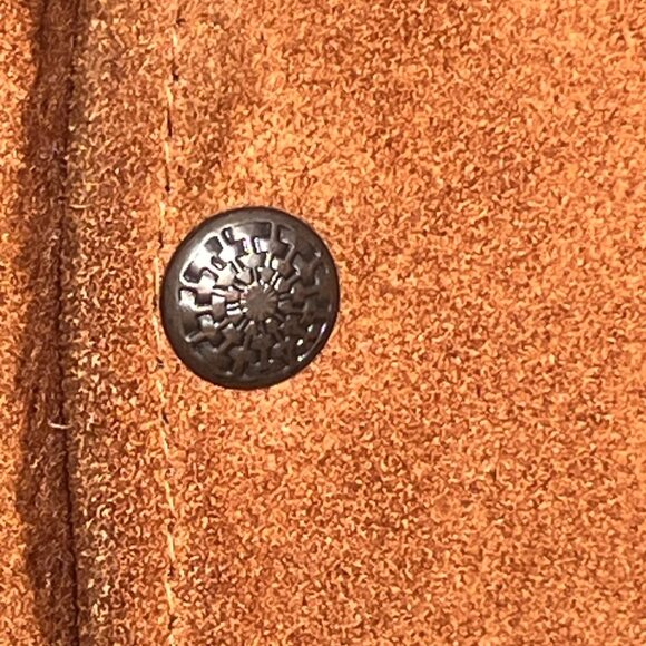 Mens Pioneer Wear Suede Leather Western Vest Size 46 Brown Snap Front Pockets - Picture 6 of 16